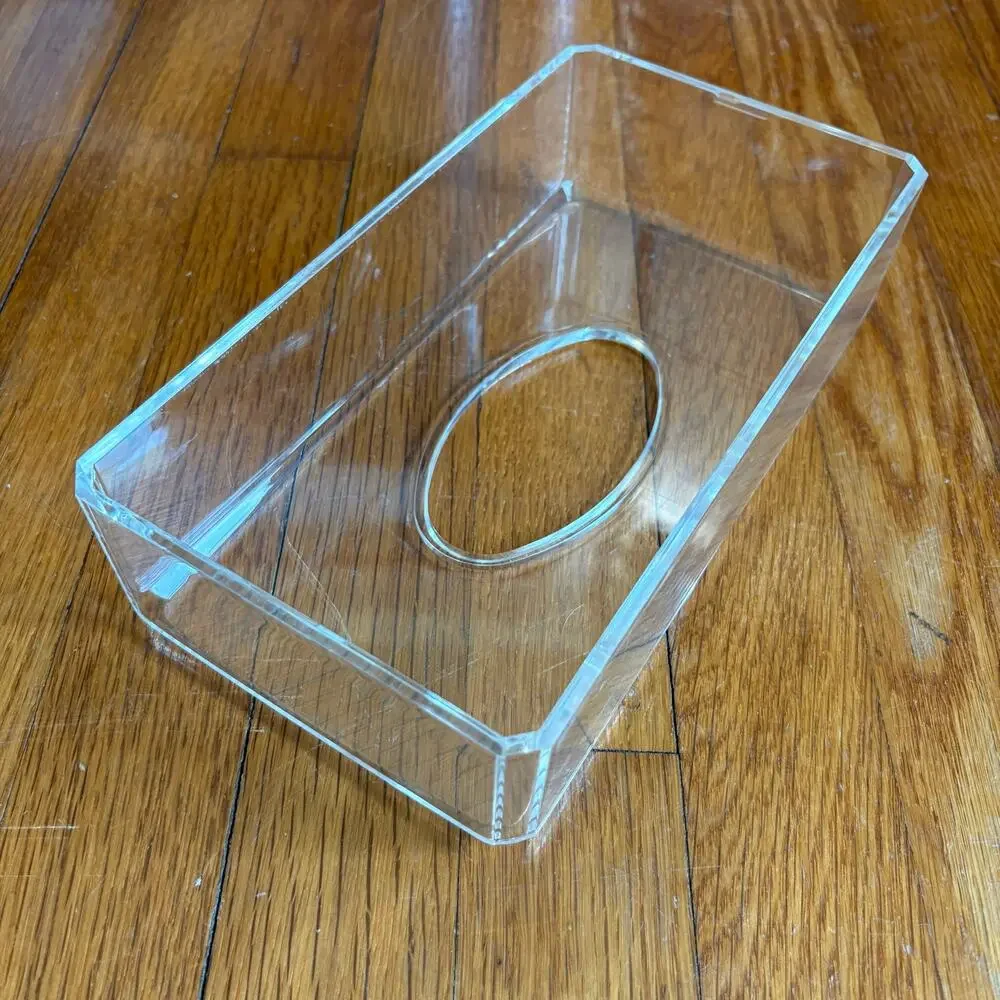 Vintage Lucite Tissue Box Cover Clear Acrylic Vanity Organizer